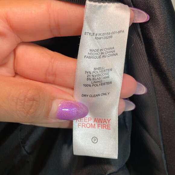 Jason Wu Size Medium Tuxedo Satin Shawl Collar One Button Blazer Jacket Black - Picture 7 of 8